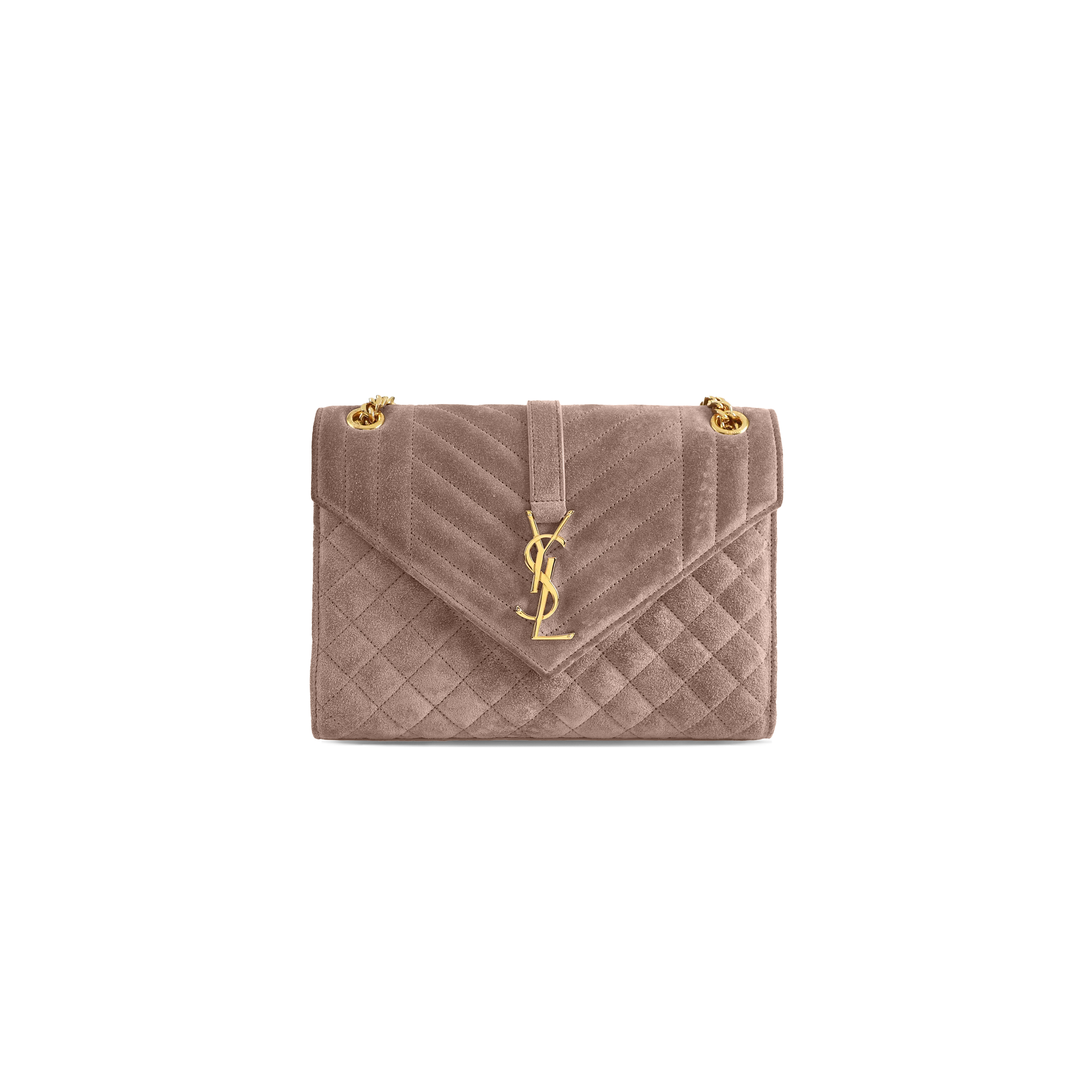 YSL ENVELOPE MEDIUM CHAIN BAG IN SUDE SHOULDER BAG 48720643748744 (24*17.5*6cm)